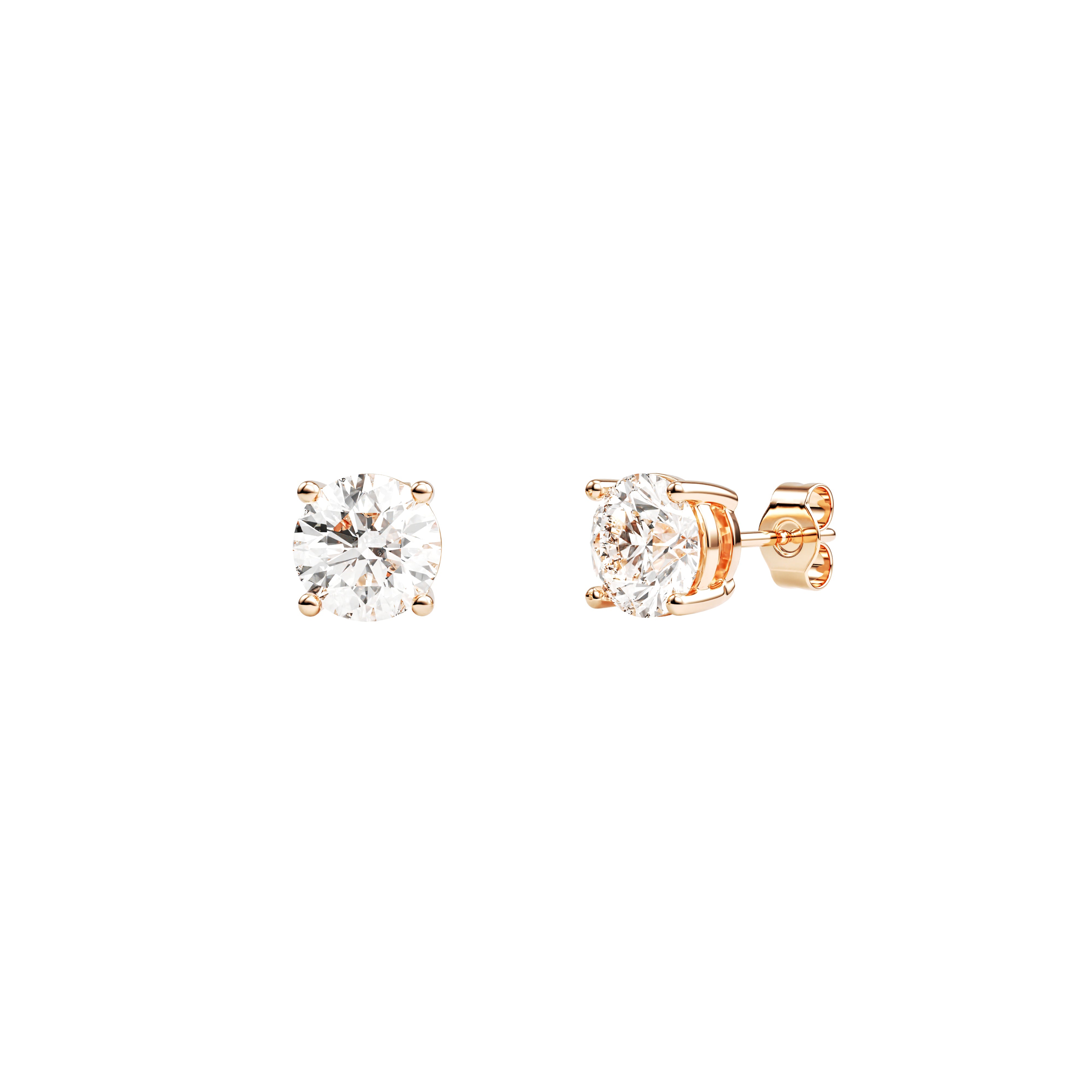 14k Rose Gold — Timeless Round Brilliant Stud Earrings